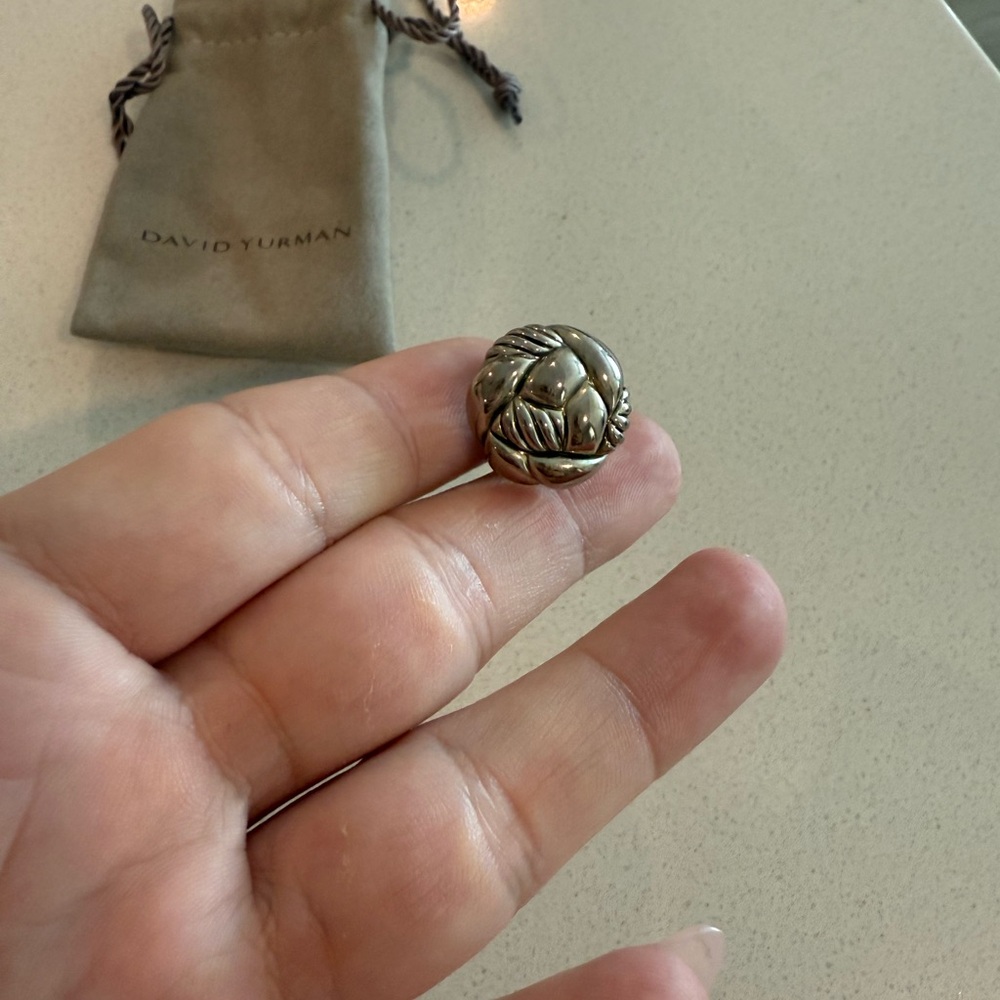 David Yurman Silver Textured Earring - Picture 2 of 3
